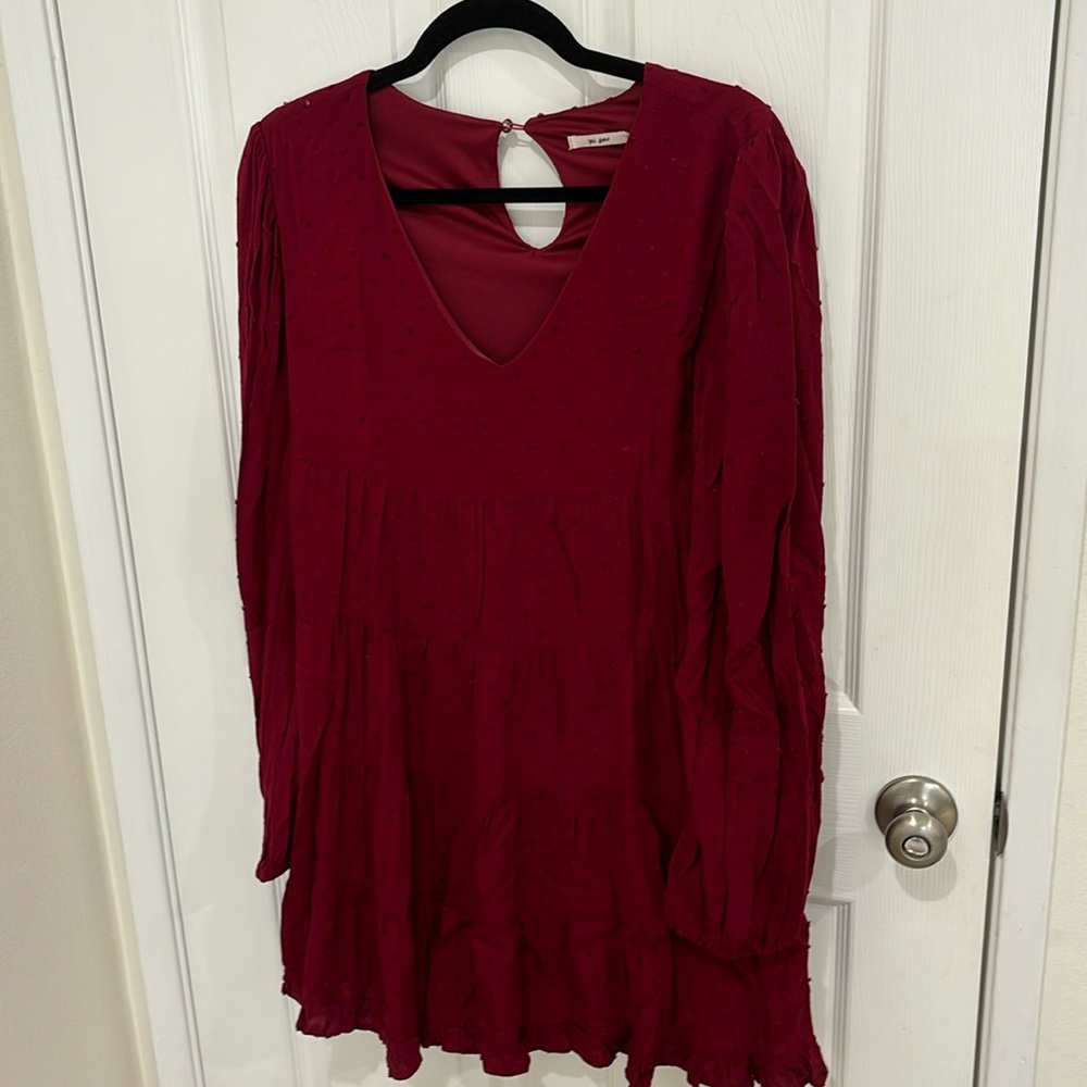 Mi Ami microdot dress burgundy XS